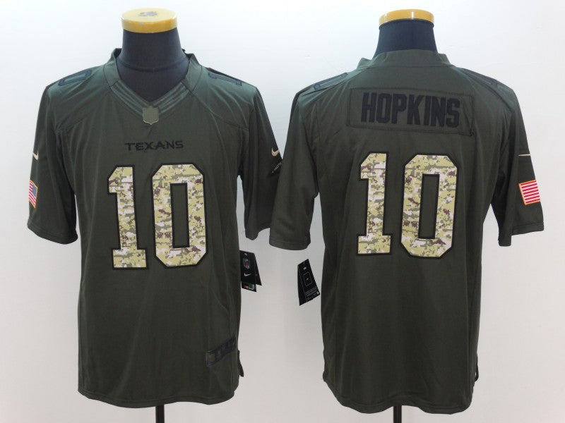 Men's Houston Texans DeAndre Hopkins #10 Army Green Game Jerseys
