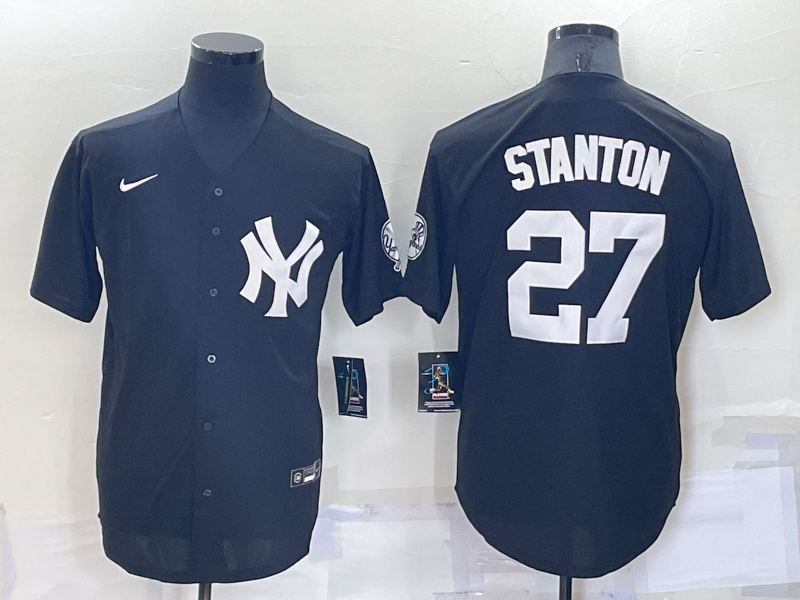 Men's New York Yankees Giancarlo Stanton #27 Black Replica Baseball Jerseys