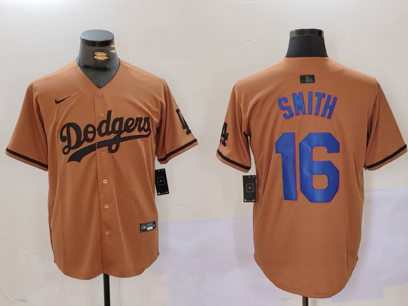 Men's Los Angeles Dodgers Will Smith #16 Brown Game Player Jerseys