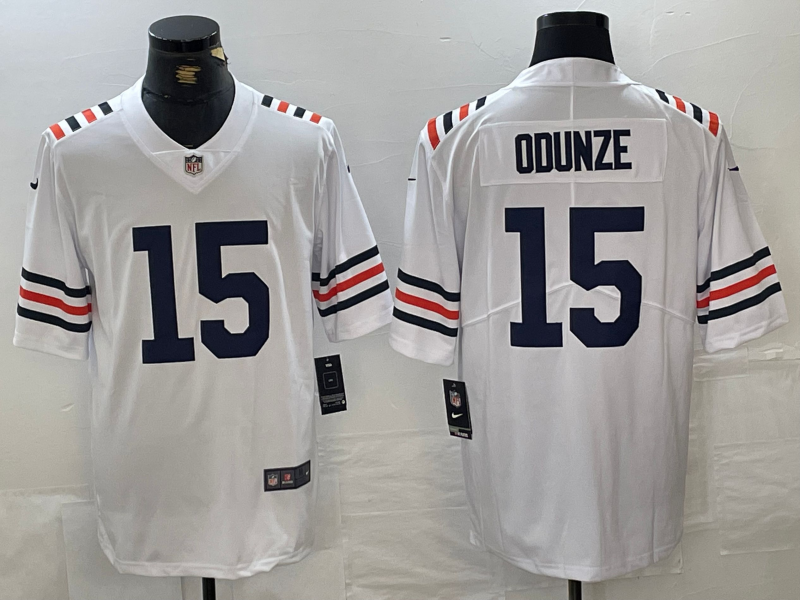 Men's Chicago Bears Rome Odunze #15 White 2024 NFL Draft 2nd Alternate Game Player Jerseys