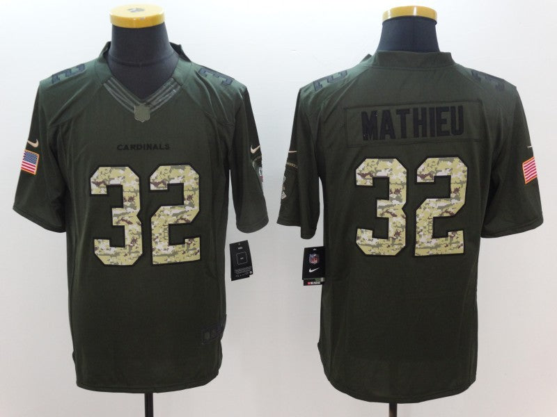 Men's Arizona Cardinals Tyrann Mathieu #32 Army Green Game Jerseys