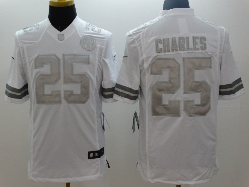 Men's Kansas City Chiefs Jamaal Charles #25 White Game Jerseys