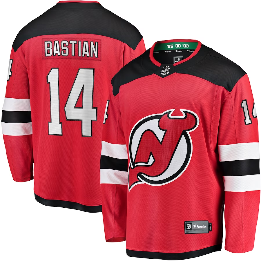 Men's New Jerseys Devils Nate Bastian #14 Red Player Game Jerseys