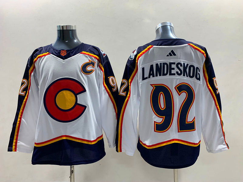 Men's Colorado Avalanche Gabriel Landeskog #92 White Breakaway Jerseys