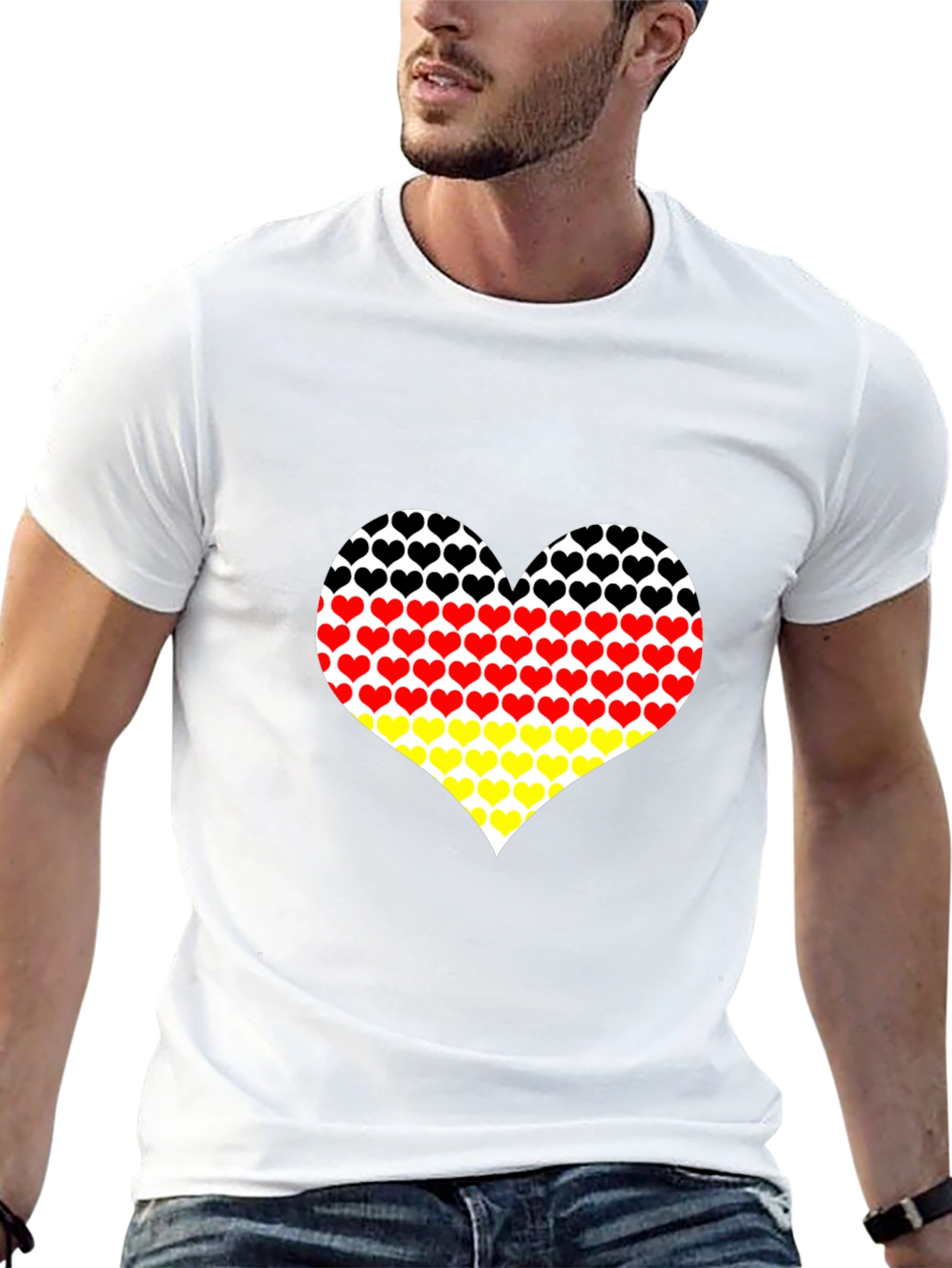 Germany Flag Heart Graphic Tee - Black Cotton T-Shirt