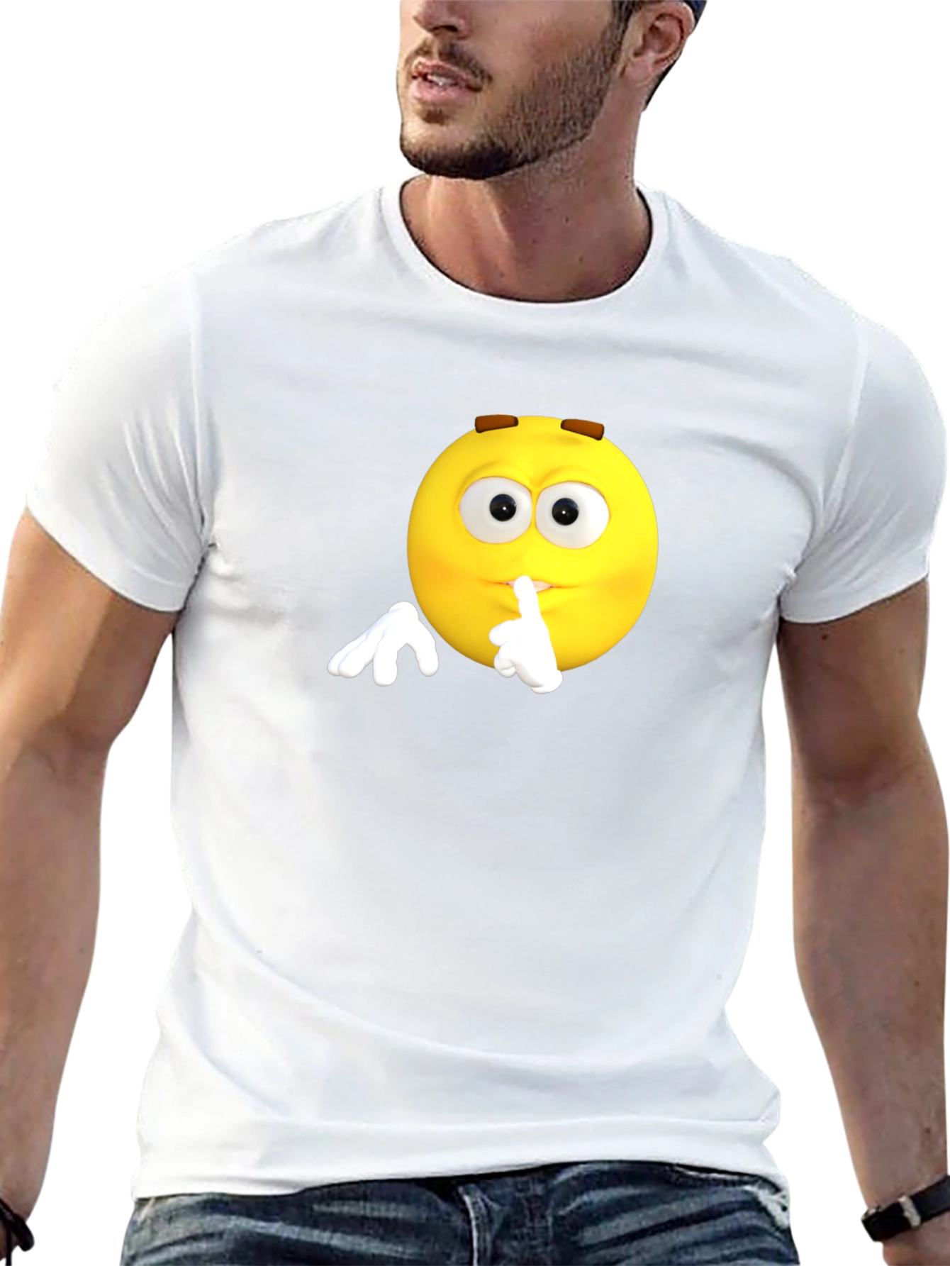 Shhh Emoji Graphic T-Shirt - Black