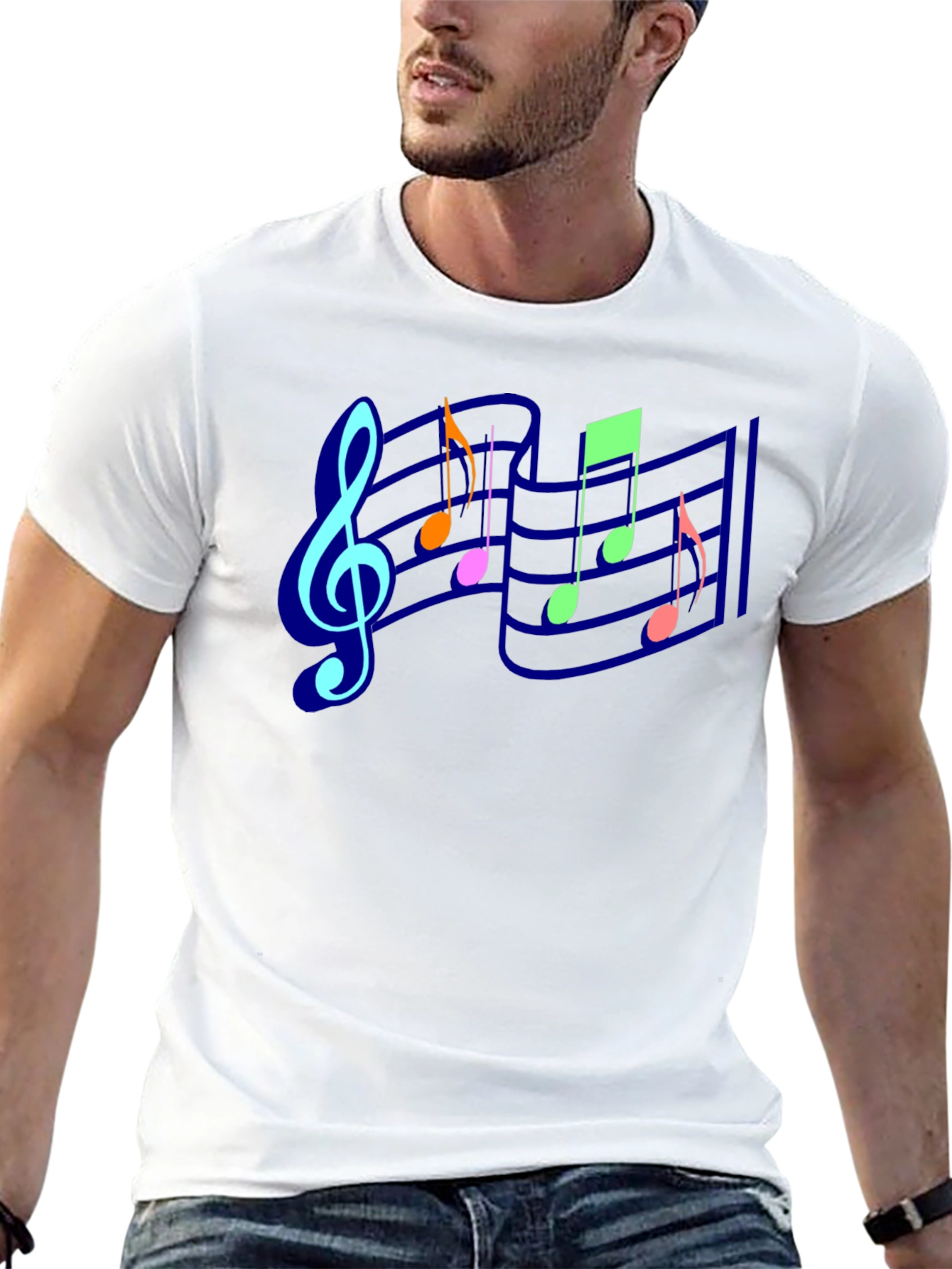 Musical Notes Graphic Tee - Black