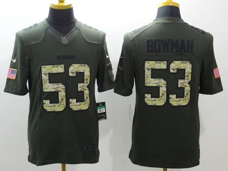 Men's San Francisco 49ers Navoro Bowman #53 Army Green Game Jerseys
