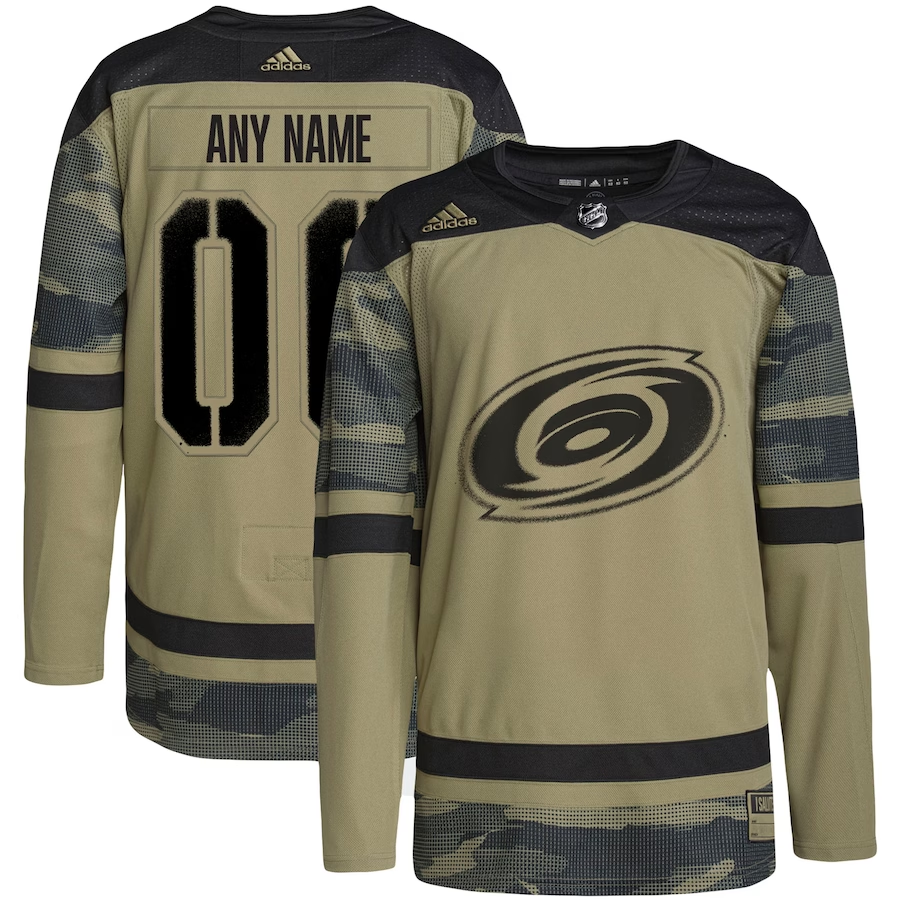 Men's Carolina Hurricanes Camo Military Appreciation Team Authentic Custom Practice Jerseys