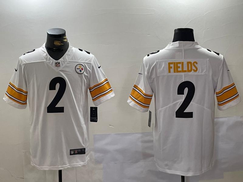 Men's Pittsburgh Steelers Justin Fields #2 White Game Jerseys