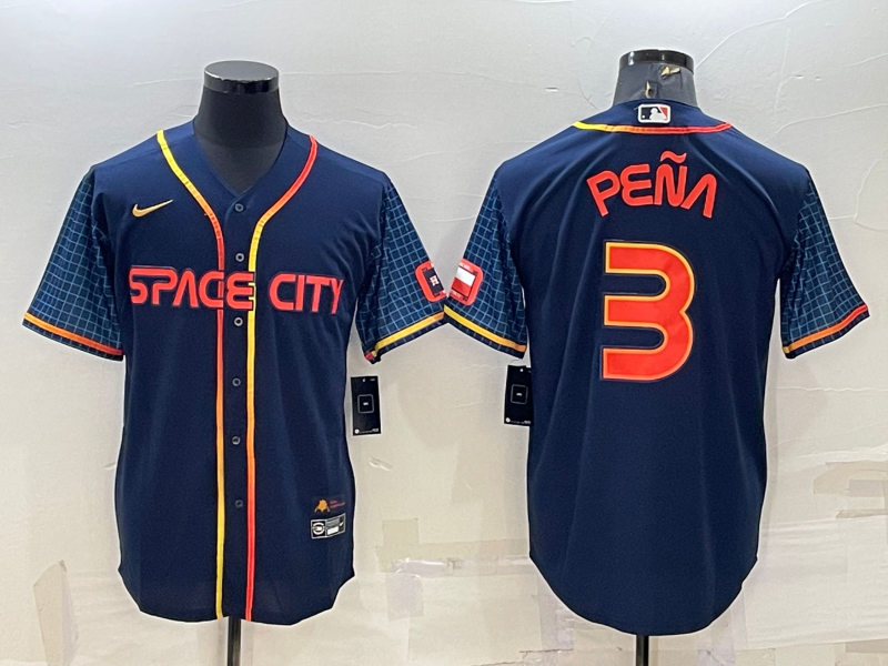 Men's Houston Astros Jeremy Pena #3 Navy 2022 City Connect Replica Player Jerseys