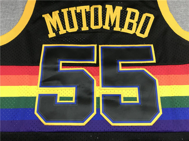 Men's Denver Nuggets Dikembe Mutombo 1991-92 Black Hardwood Classics Swingman Jerseys