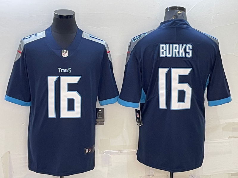 Men's Tennessee Titans Treylon Burks #16 Navy Game Jerseys