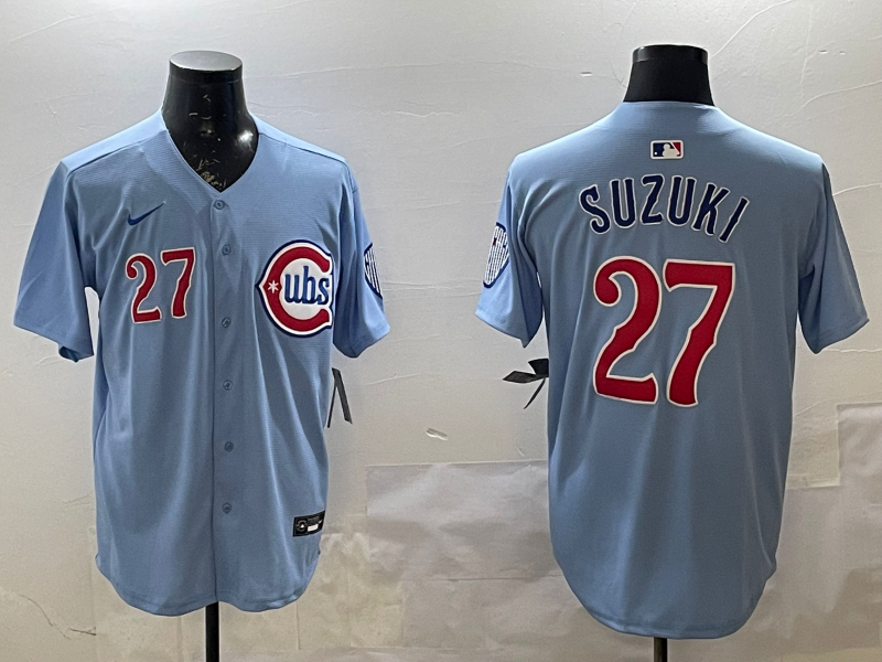 Men's Chicago Cubs Seiya Suzuki #27 Baby Blue 2nd Alternate Limited Player Jerseys