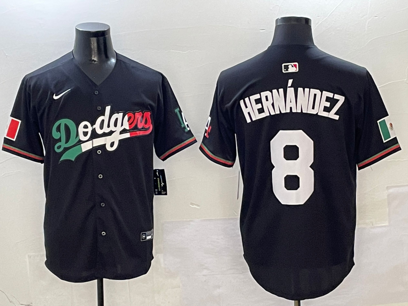 Men's Los Angeles Dodgers Enrique Hernandez #8 Black Player Game Jerseys