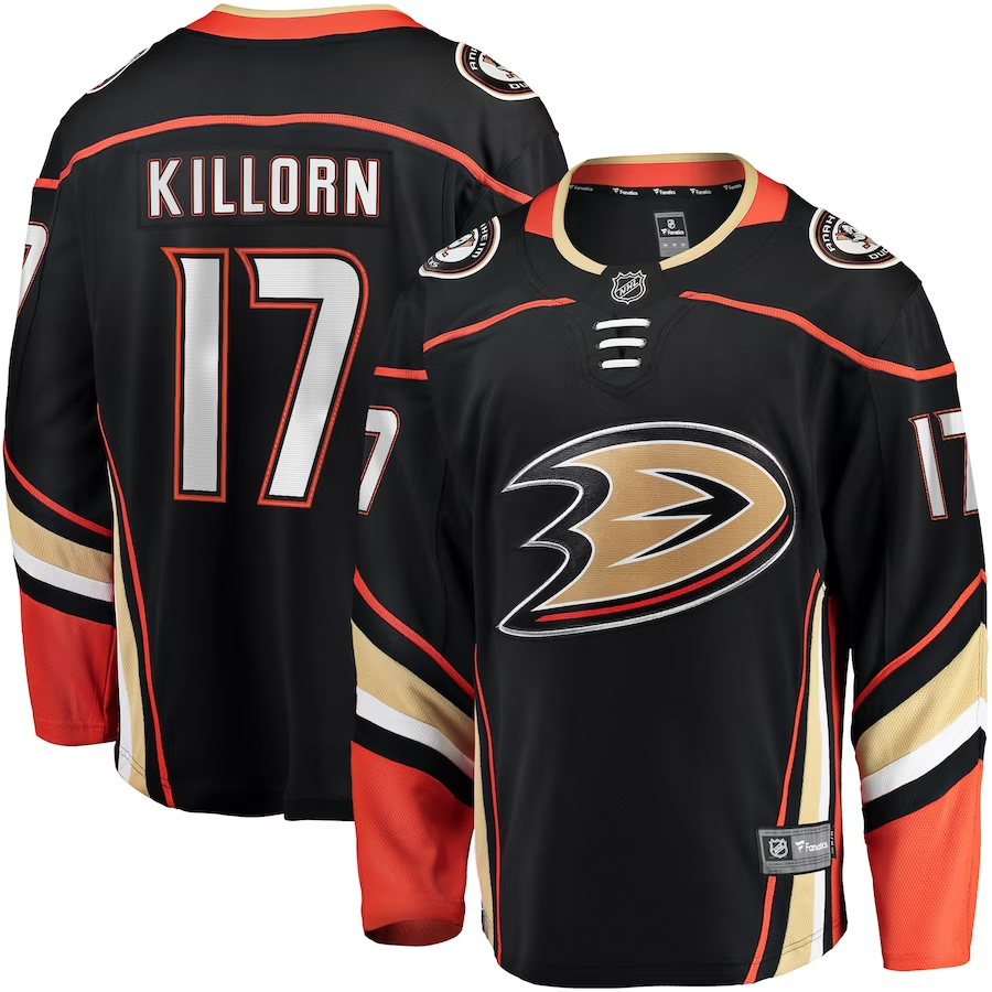 Men's Anaheim Ducks Alex Killorn #17 Black Home Breakaway Jerseys