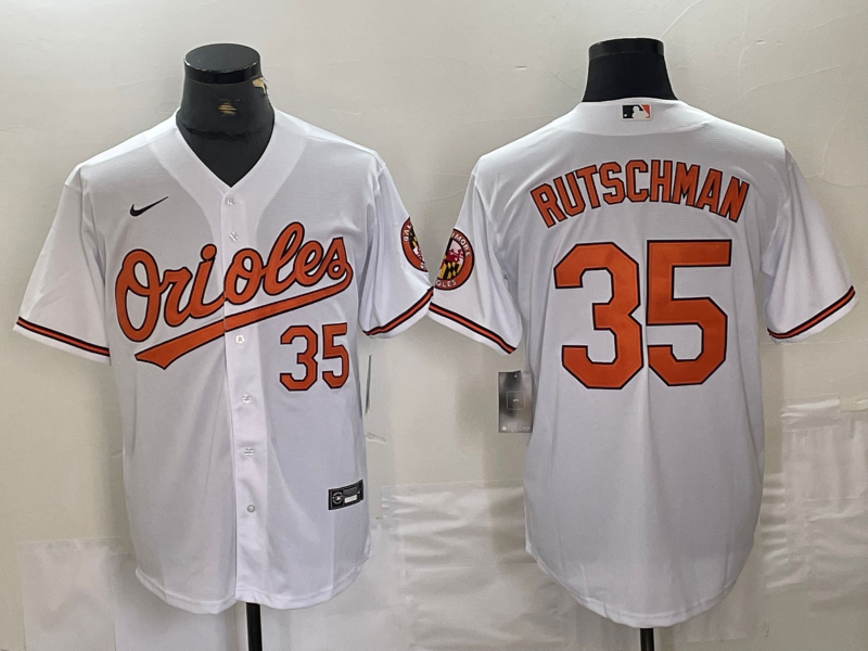 Men's Baltimore Orioles Adley Rutschman #35 White Replica Player Jerseys