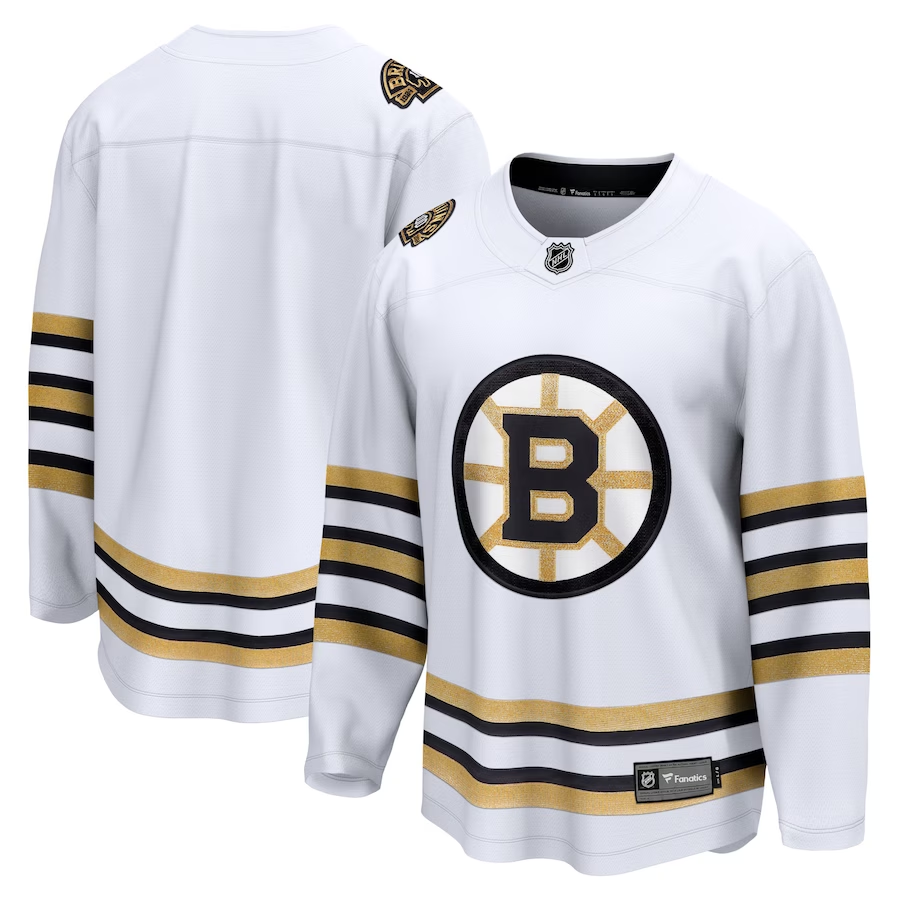 Men's Boston Bruins White 100th Anniversary Premier Breakaway Blank Jerseys