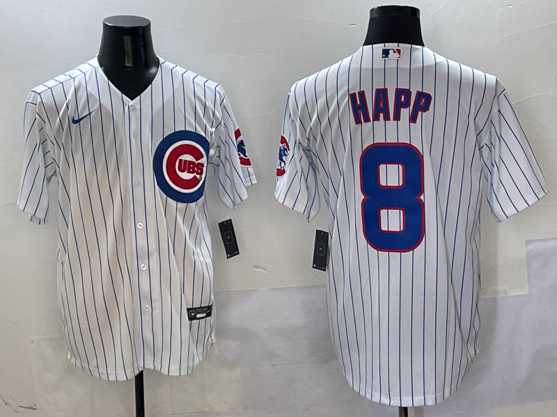 Men's Chicago Cubs Ian Happ #8 White Home Replica Player Jerseys