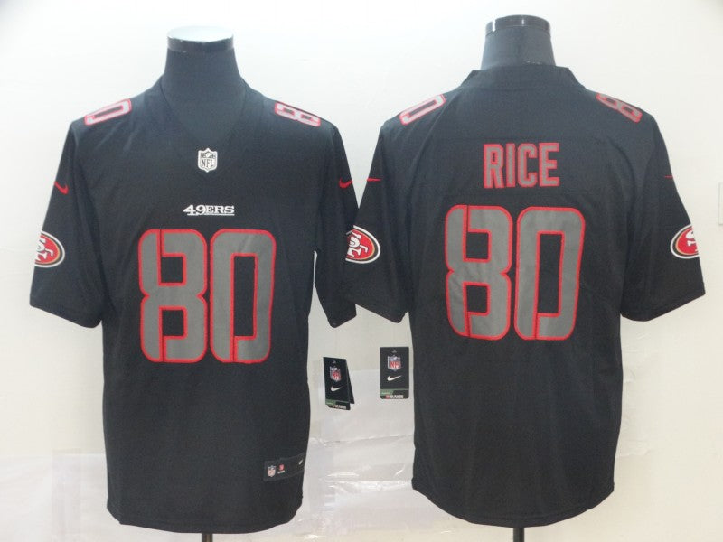 Men's San Francisco 49ers Jerry Rice #80 Black Team Game Jerseys