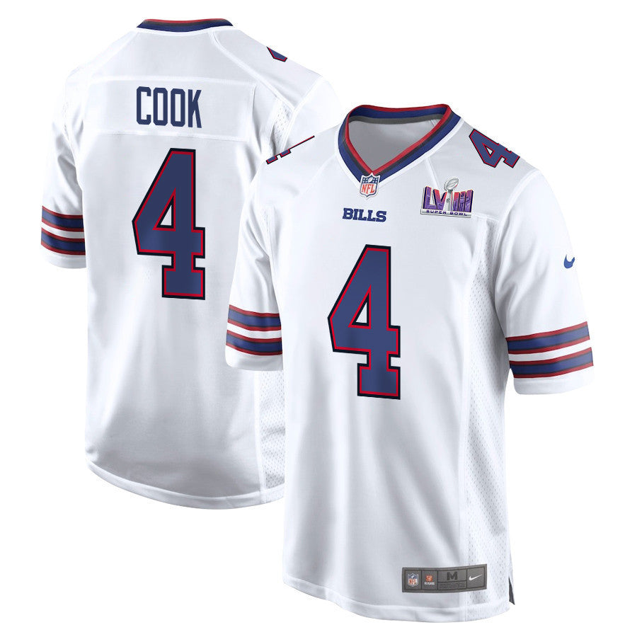 James Cook 4 Signed Buffalo Bills Super Bowl LVIII Game Men Jersey ��� White