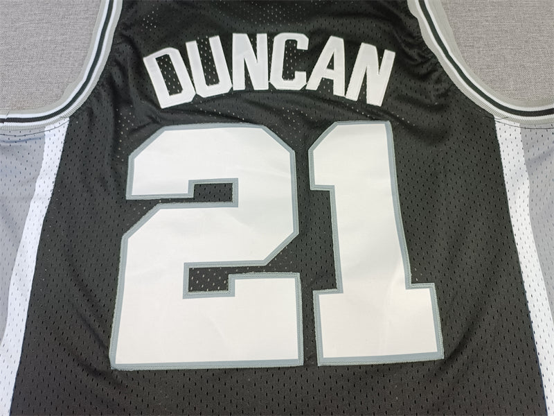 Men's San Antonio Spurs Tim Duncan Black Big & Tall Hardwood Classics Jerseys