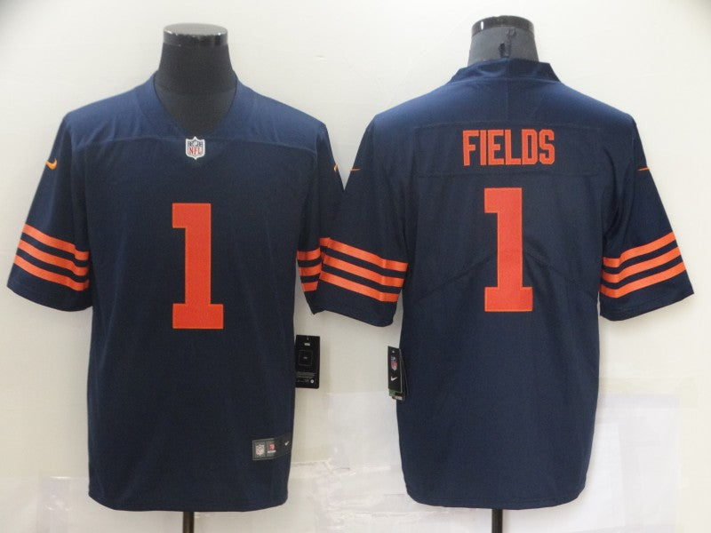 Men's Chicago Bears Justin Fields #1 Navy Game Jerseys