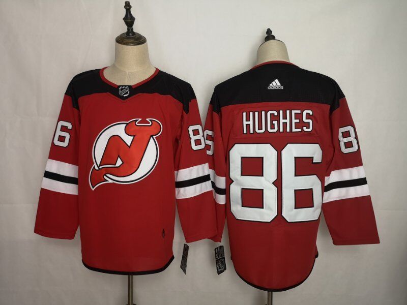 Men's New Jerseys Devils Jack Hughes #86 Red Player Game Jerseys