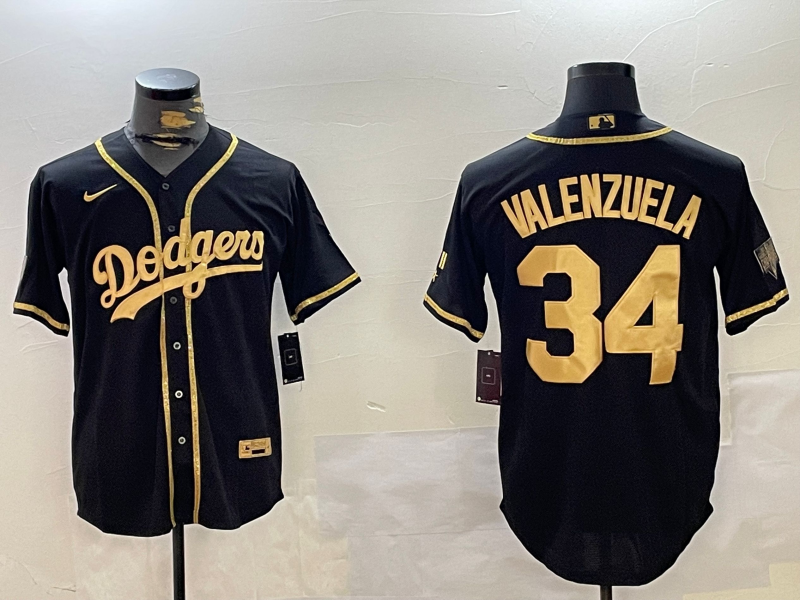 Men's Los Angeles Dodgers Fernando Valenzuela Black Game Player Jerseys