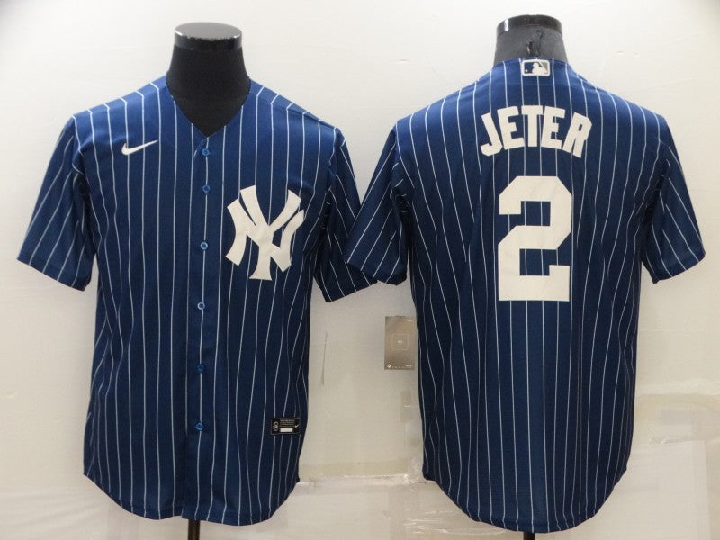 Men's New York Yankees Derek Jeter #2 Blue Replica Baseball Jerseys