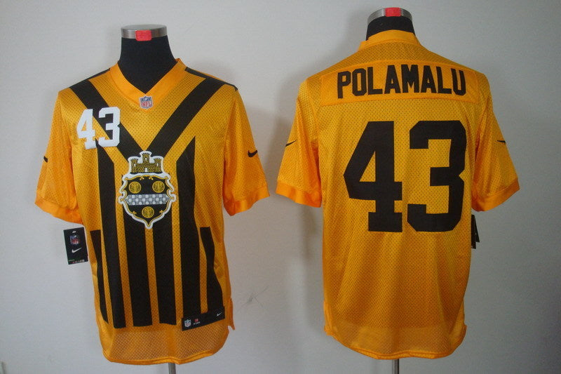 Men's Pittsburgh Steelers Troy Polamalu #43 Gold Game Jerseys