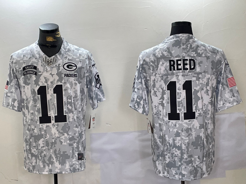 Men's Green Bay Packers Jayden Reed #11 Arctic Camo 2024 Salute to Service Limited Jerseys