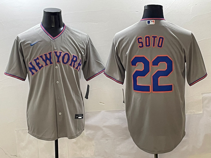 Men's New York Mets Juan Soto #22 Gray Replica Player Jerseys
