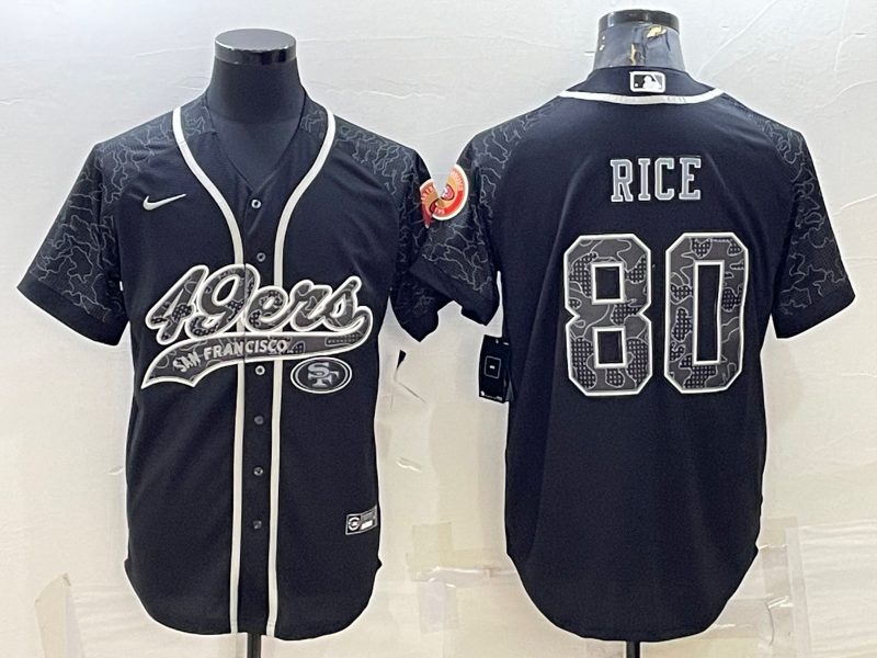Men's San Francisco 49ers Jerry Rice #80 Black Retired Player RFLCTV Limited Jerseys Joint Edition
