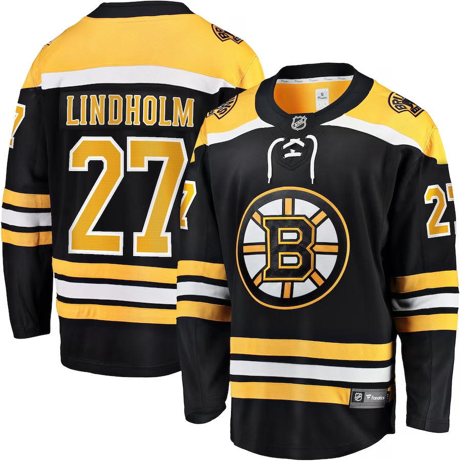 Men's Boston Bruins Hampus Lindholm #27 Black Replica Player Jerseys
