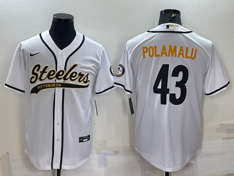 Men's Pittsburgh Steelers Troy Polamalu #43 White Player Jerseys