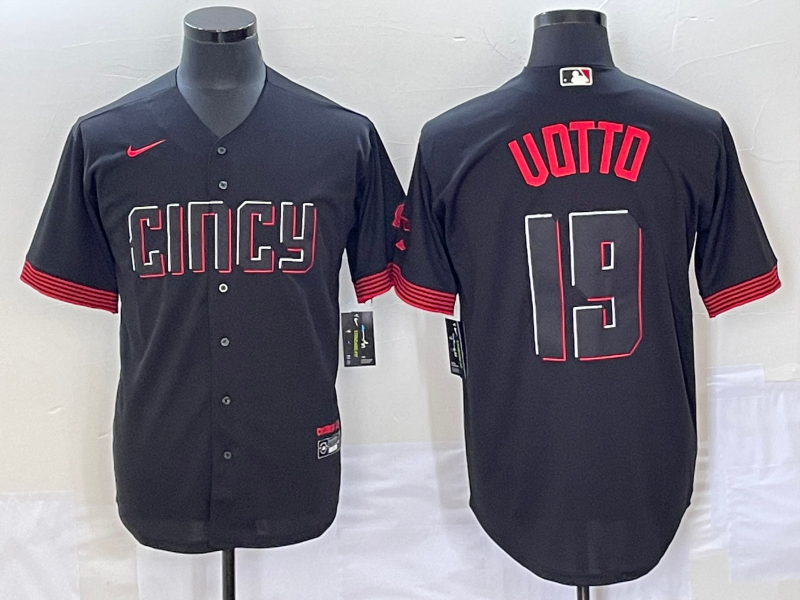 Men's Cincinnati Reds Joey Votto #19 Black 2023 City Connect Replica Player Jerseys