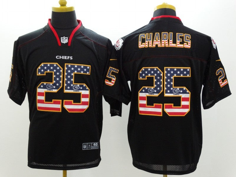 Men's Kansas City Chiefs Jamaal Charles #25 Black Game Jerseys