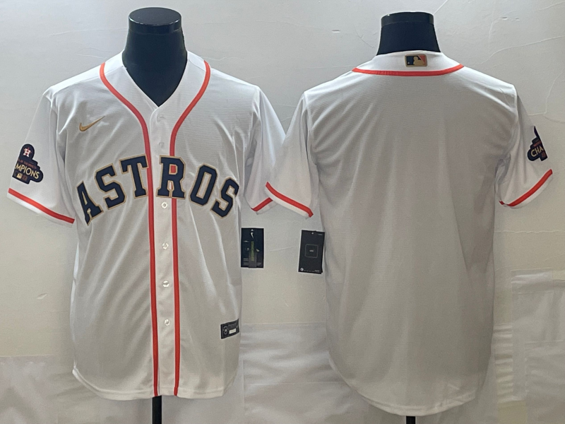 Men's Houston Astros White 2023 Gold Collection Replica Blank Jerseys