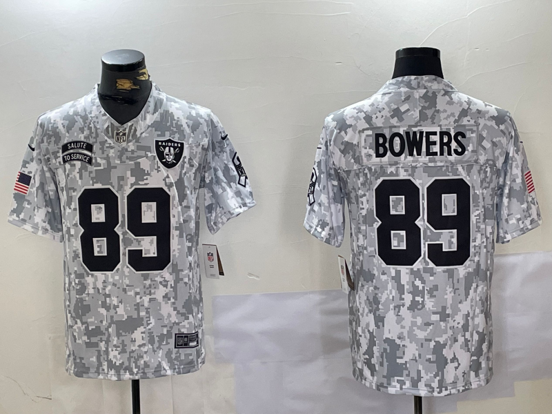 Men's Las Vegas Raiders Brock Bowers #89 Arctic Camo 2024 Salute to Service Limited Jerseys