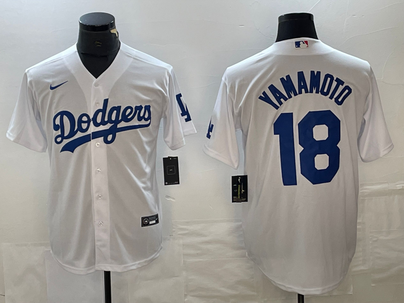 Men's Los Angeles Dodgers Yoshinobu Yamamoto #18 White Home Replica Player Jerseys