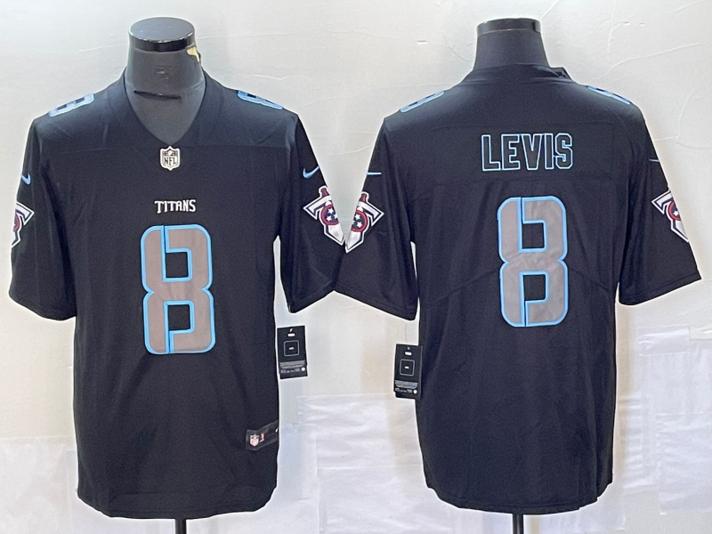 Men's Tennessee Titans Will Levis #8 Black Game Jerseys