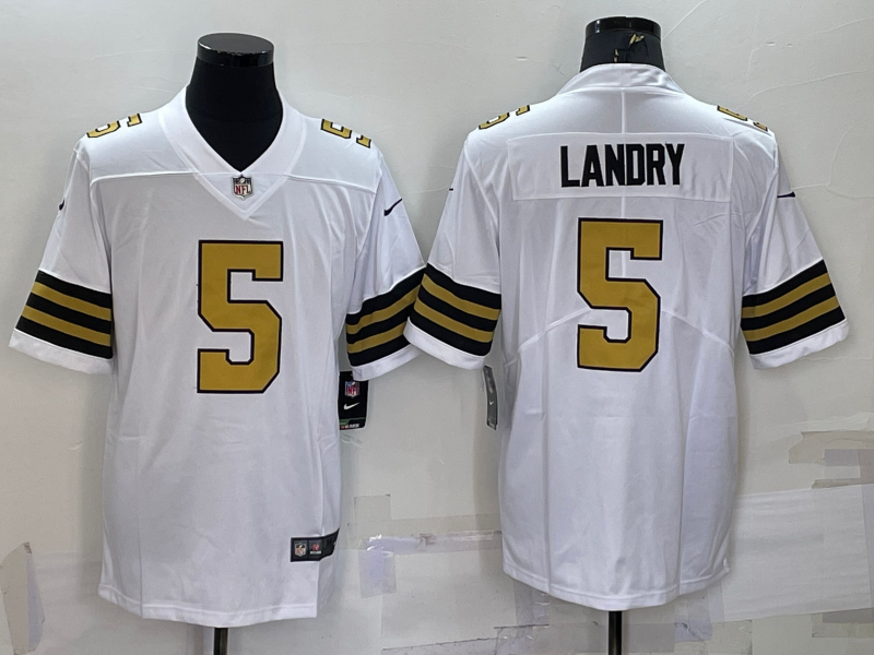Men's New Orleans Saints Jarvis Landry #5 White Player Game Jerseys