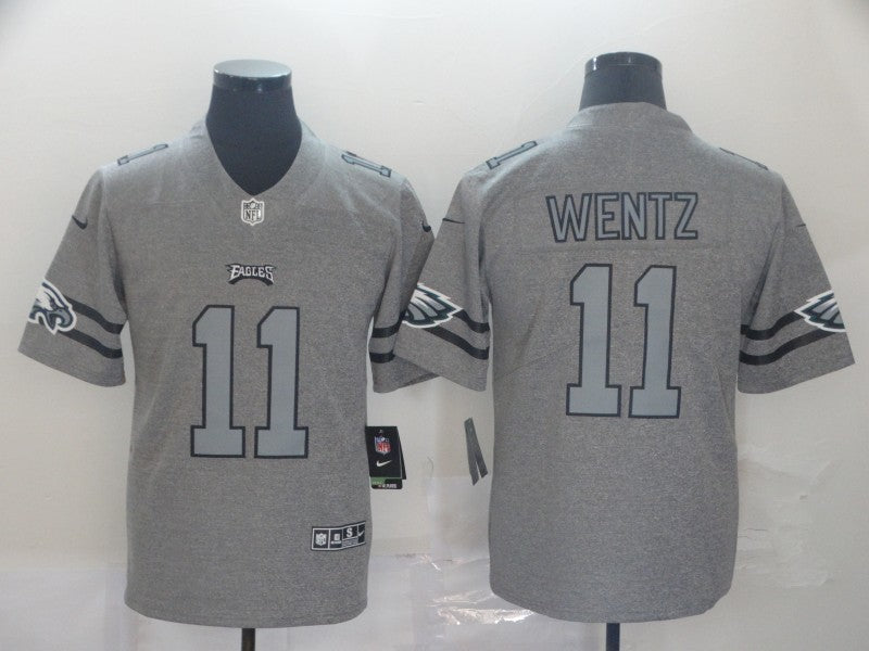 Men's Philadelphia Eagles Carson Wentz #11 Gray Team Game Jerseys