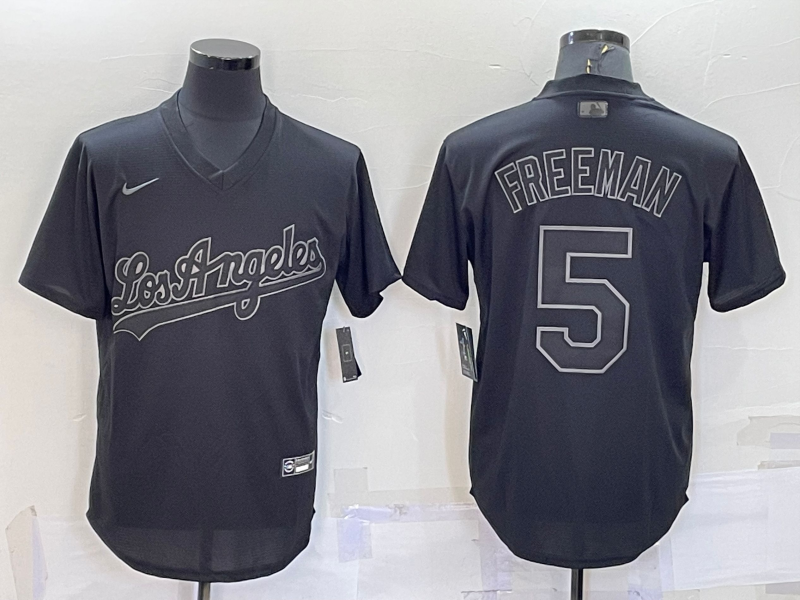 Men's Los Angeles Dodgers Freddie Freeman #5 Black Authentic Game Jerseys