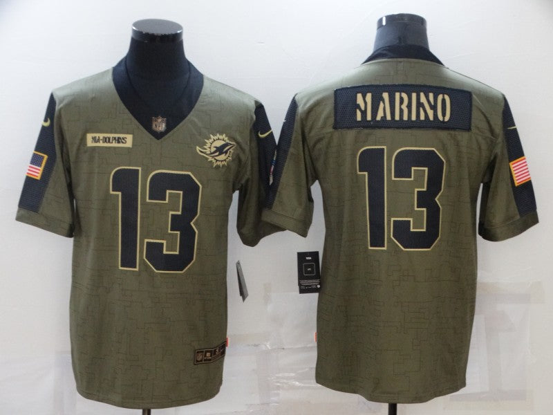 Men's Miami Dolphins Dan Marino #13 Brown Player Game Jerseys