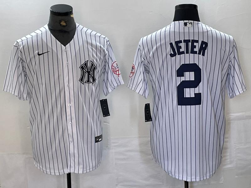 Men's New York Yankees Derek Jeter #2 White Limited Player Jerseys