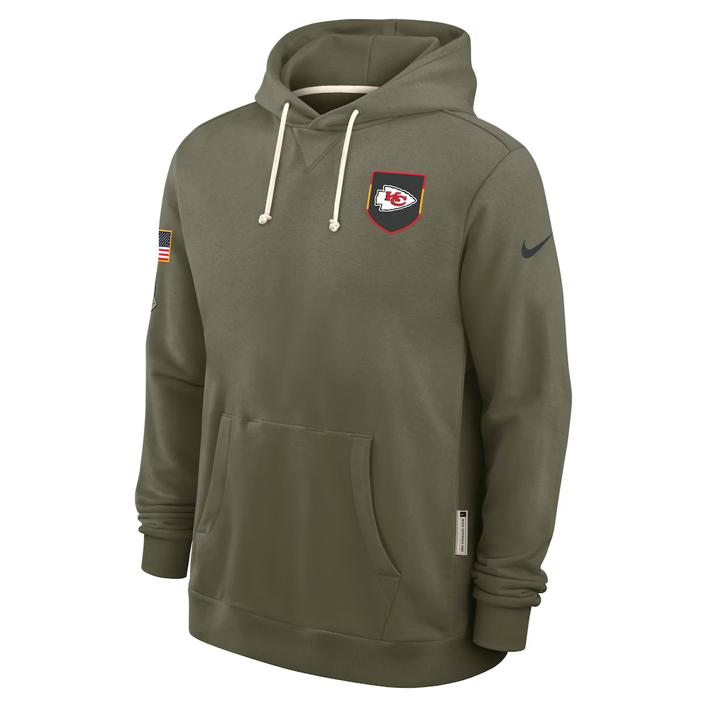 Men's Kansas City Chiefs Nike Olive 2025 Salute to Service Sideline Standard Issue Dri-FIT Hoodie