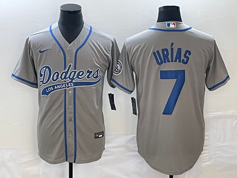 Men's Los Angeles Dodgers Julio Urias #7 Gray Player Jerseys Joint Edition