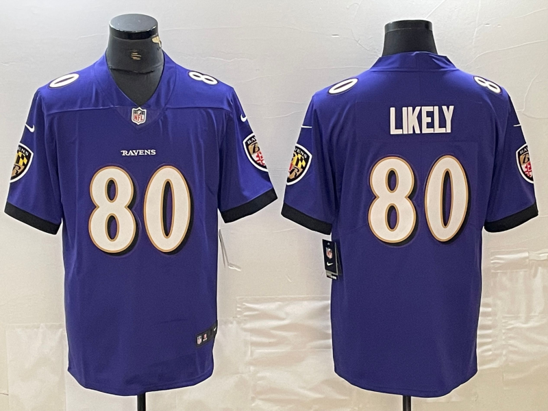 Men's Baltimore Ravens Isaiah Likely #80 Purple Player Game Jerseys